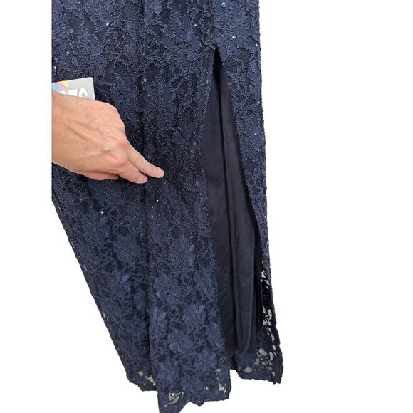 Connected blue sequin full length gown, size 16 - Picture 5 of 10